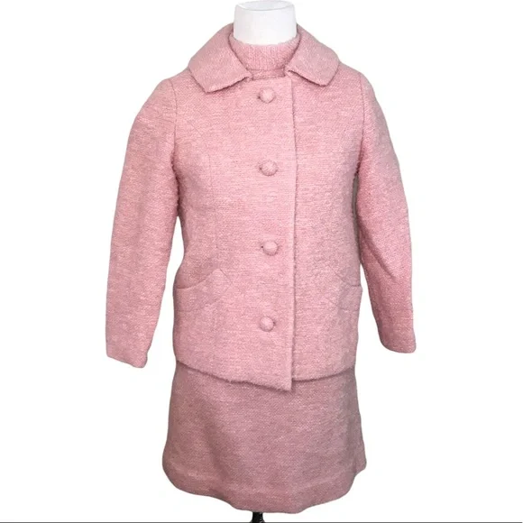 Vintage 60s Pink Boucle Dress and Jacket Set - Picture 2 of 12